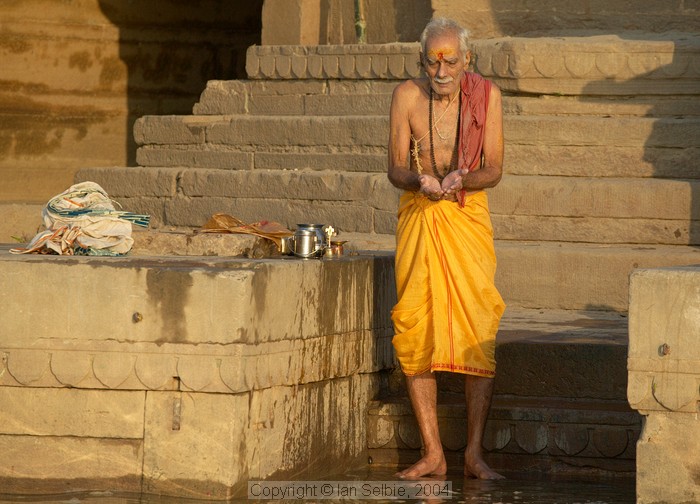 The Ganges river, Varanasi - preparing to bathe in the sacred waters