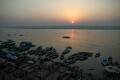 The Ganges river, Varanasi - sunrise at the Bathing Ghat