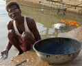 Old man washing, Mir Ghat, Varanasi