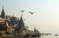 Approaching the Manikarnika cremation ghat, we can see the eagles soaring above