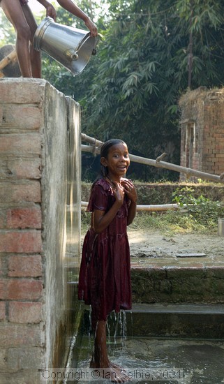 In the countryside near Varanasi: all villages and many households have their wells from which water for every purpose is pumped
