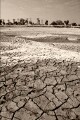 Further up the Ganges from Varanasi the water level is low, leaving dried cracked mud