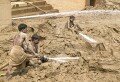 The level of the Ganges fluctuates by more than 10 metres between the monsoon and dry seasons. As the highest waters recede they leave deposits of silt that have to be hosed away by contractors in a never ending cycle