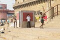 Boys playing cricket at Man Mandir Ghat